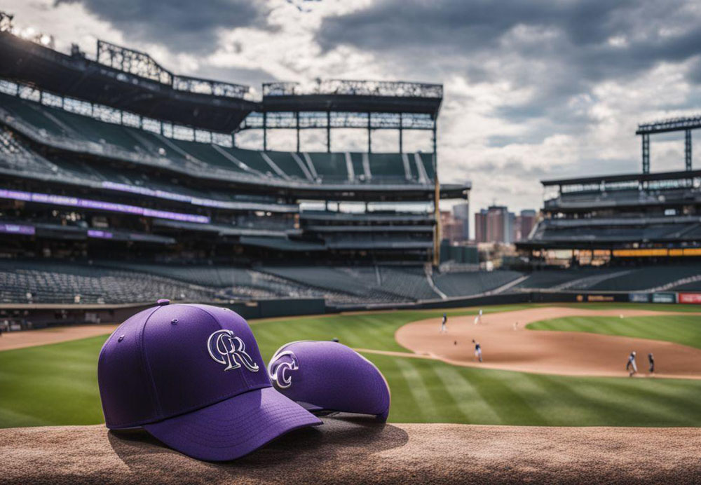 A baseball cap on a baseball field