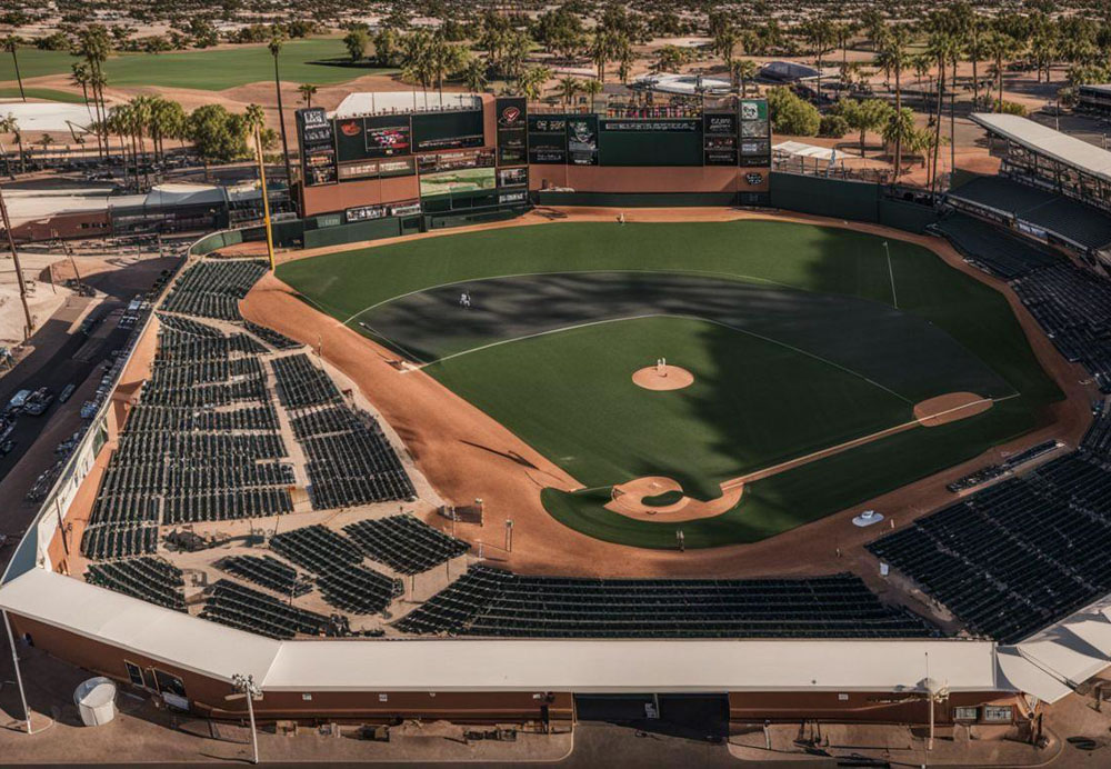 A baseball field with a baseball field and a baseball field