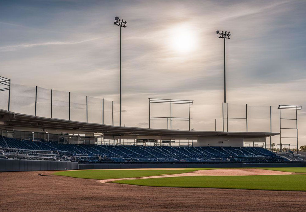 A baseball field with a baseball field and a baseball field