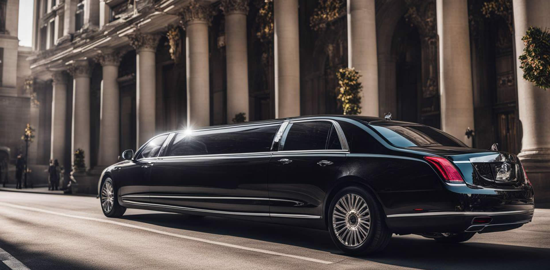 A black limousine on the road
